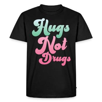 Des câlins au lieu de drogues - T-shirt Premium bio Homme - noir - Devant - Nico (187cm)