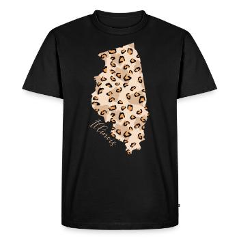 Illinois leopard pattern map Leo State - Men's Premium Organic T-Shirt - black - Front - Nico (187cm)