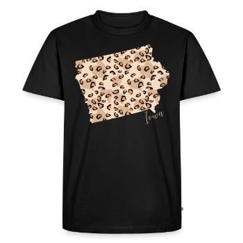 Leopard Pattern Map Leo State Of Iowa - Men's Premium Organic T-Shirt - black - Front - Nico (187cm)