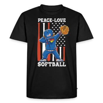 Les filles de la paix aiment le softball - T-shirt Premium bio Homme - noir - Devant - Nico (187cm)