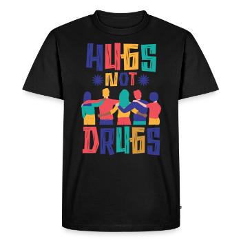 Des câlins au lieu de drogues - T-shirt Premium bio Homme - noir - Devant - Nico (187cm)