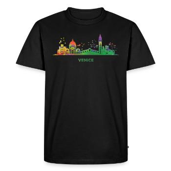Venetian skyline cityscape Venice - Men's Premium Organic T-Shirt - black - Front - Nico (187cm)