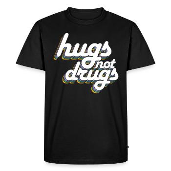 Des câlins au lieu de drogues - T-shirt Premium bio Homme - noir - Devant - Nico (187cm)