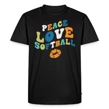 Les filles de la paix aiment le softball - T-shirt Premium bio Homme - noir - Devant - Nico (187cm)