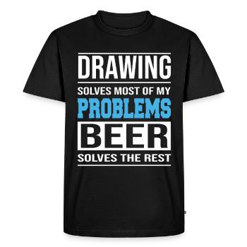 Le dessin résout la plupart de mes problèmes - T-shirt Premium bio Homme - noir - Devant - Nico (187cm)