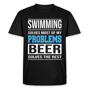 La natation résout la plupart de mes problèmes - T-shirt Premium bio Homme - noir - Devant - Nico (187cm)