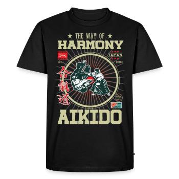 Aikido Harmony Japan Design - T-shirt Premium bio Homme - noir - Devant - Nico (187cm)