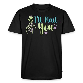 Je vais te clouer drôle Nail Art Manucure - T-shirt Premium bio Homme - noir - Devant - Nico (187cm)
