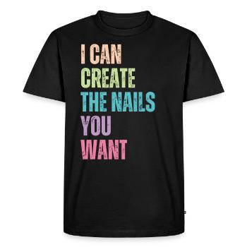 Je crée les ongles que vous voulez manucure - T-shirt Premium bio Homme - noir - Devant - Nico (187cm)