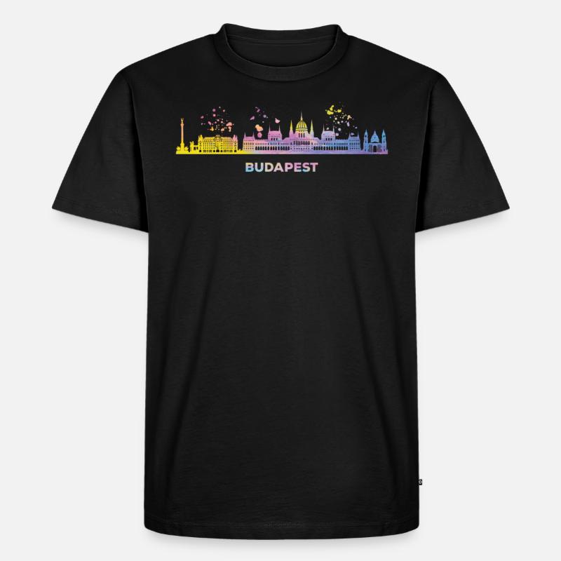 Budapester Skyline Budapest - Männer Premium Bio T-Shirt - Schwarz