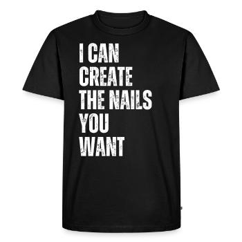 Je crée les ongles que vous voulez manucure - T-shirt Premium bio Homme - noir - Devant - Nico (187cm)