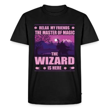 Magicien, le maître de la magie, chemise de joueur de rôle - T-shirt Premium bio Homme - noir - Devant - Nico (187cm)