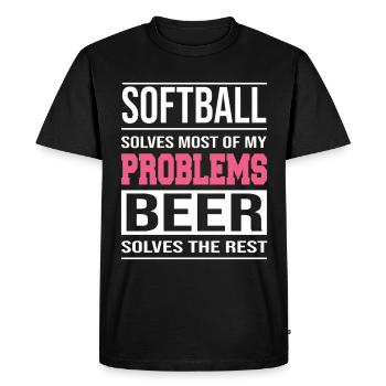 Le softball résout la plupart de mes problèmes de conception - T-shirt Premium bio Homme - noir - Devant - Nico (187cm)