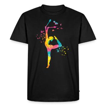 Gymnast with clubs Rhythmic gymnastics - Men's Premium Organic T-Shirt - black - Front - Nico (187cm)