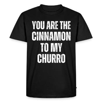 Tu es la cannelle de mon churro - T-shirt Premium bio Homme - noir - Devant - Nico (187cm)
