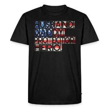 Mari Papa Protecteur Héros Fête des pères - T-shirt Premium bio Homme - noir - Devant - Nico (187cm)