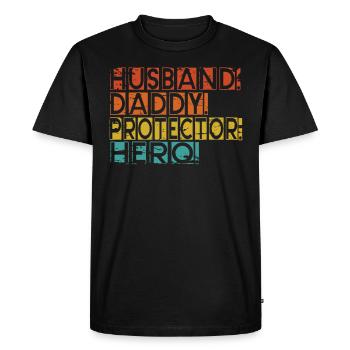 Mari Papa Protecteur Héros Fête des pères - T-shirt Premium bio Homme - noir - Devant - Nico (187cm)
