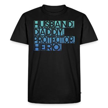 Mari Papa Protecteur Héros Fête des pères - T-shirt Premium bio Homme - noir - Devant - Nico (187cm)
