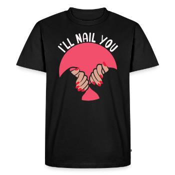 Je vais te clouer drôle Nail Art Manucure - T-shirt Premium bio Homme - noir - Devant - Nico (187cm)