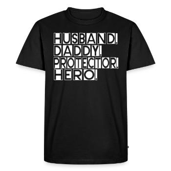 Mari Papa Protecteur Héros Fête des pères - T-shirt Premium bio Homme - noir - Devant - Nico (187cm)