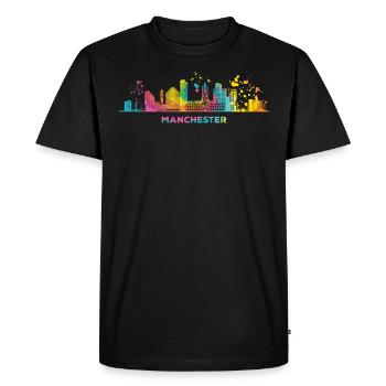 Manchester Skyline Manchester - Men's Premium Organic T-Shirt - black - Front - Nico (187cm)