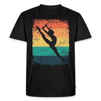 Gymnaste Baton Gymnastique Rythmique Rétro - T-shirt Premium bio Homme - noir - Devant - Nico (187cm)