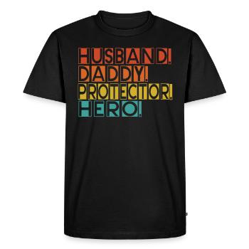 Mari Papa Protecteur Héros Fête des pères - T-shirt Premium bio Homme - noir - Devant - Nico (187cm)