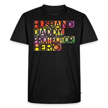 Mari Papa Protecteur Héros Fête des pères - T-shirt Premium bio Homme - noir - Devant - Nico (187cm)