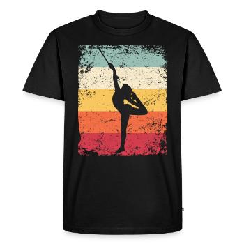 Gymnaste Baton Gymnastique Rythmique Rétro - T-shirt Premium bio Homme - noir - Devant - Nico (187cm)