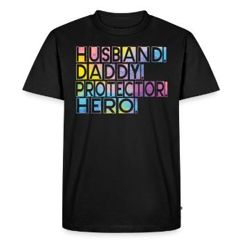 Mari Papa Protecteur Héros Fête des pères - T-shirt Premium bio Homme - noir - Devant - Nico (187cm)