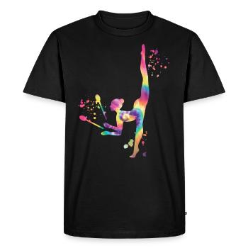 Gymnast with clubs Rhythmic gymnastics - Men's Premium Organic T-Shirt - black - Front - Nico (187cm)