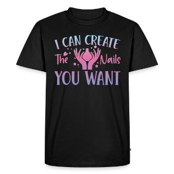 Je crée les ongles que vous voulez manucure - T-shirt Premium bio Homme - noir - Devant - Nico (187cm)