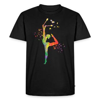 Gymnast with clubs Rhythmic gymnastics - Men's Premium Organic T-Shirt - black - Front - Nico (187cm)