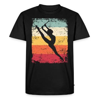 Gymnaste Baton Gymnastique Rythmique Rétro - T-shirt Premium bio Homme - noir - Devant - Nico (187cm)