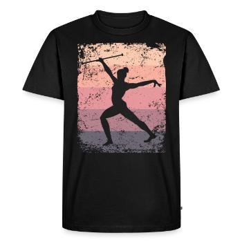 Gymnaste Baton Gymnastique Rythmique Rétro - T-shirt Premium bio Homme - noir - Devant - Nico (187cm)