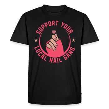 Soutenez votre Nail Gang Nail Tech local - T-shirt Premium bio Homme - noir - Devant - Nico (187cm)