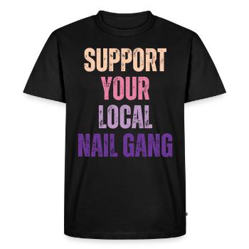 Soutenez votre Nail Gang Nail Tech local - T-shirt Premium bio Homme - noir - Devant - Nico (187cm)
