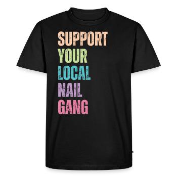 Soutenez votre Nail Gang Nail Tech local - T-shirt Premium bio Homme - noir - Devant - Nico (187cm)