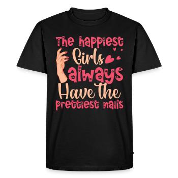 Les filles les plus heureuses ont les plus jolies - T-shirt Premium bio Homme - noir - Devant - Nico (187cm)