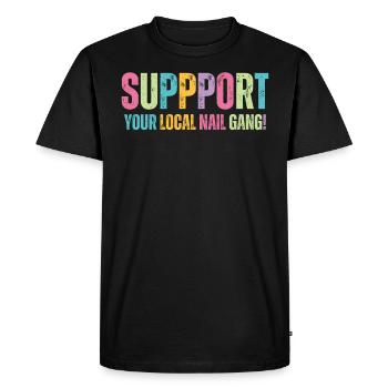 Soutenez votre Nail Gang Nail Tech local - T-shirt Premium bio Homme - noir - Devant - Nico (187cm)