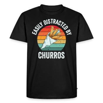 Facilement distrait par les churros - T-shirt Premium bio Homme - noir - Devant - Nico (187cm)