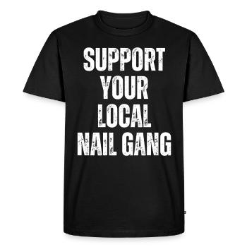 Soutenez votre Nail Gang Nail Tech local - T-shirt Premium bio Homme - noir - Devant - Nico (187cm)