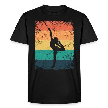 Gymnaste Baton Gymnastique Rythmique Rétro - T-shirt Premium bio Homme - noir - Devant - Nico (187cm)