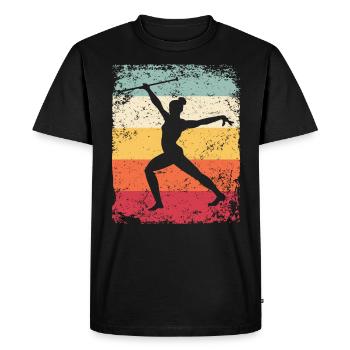Gymnaste Baton Gymnastique Rythmique Rétro - T-shirt Premium bio Homme - noir - Devant - Nico (187cm)
