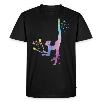 Gymnast with clubs Rhythmic gymnastics - Men's Premium Organic T-Shirt - black - Front - Nico (187cm)