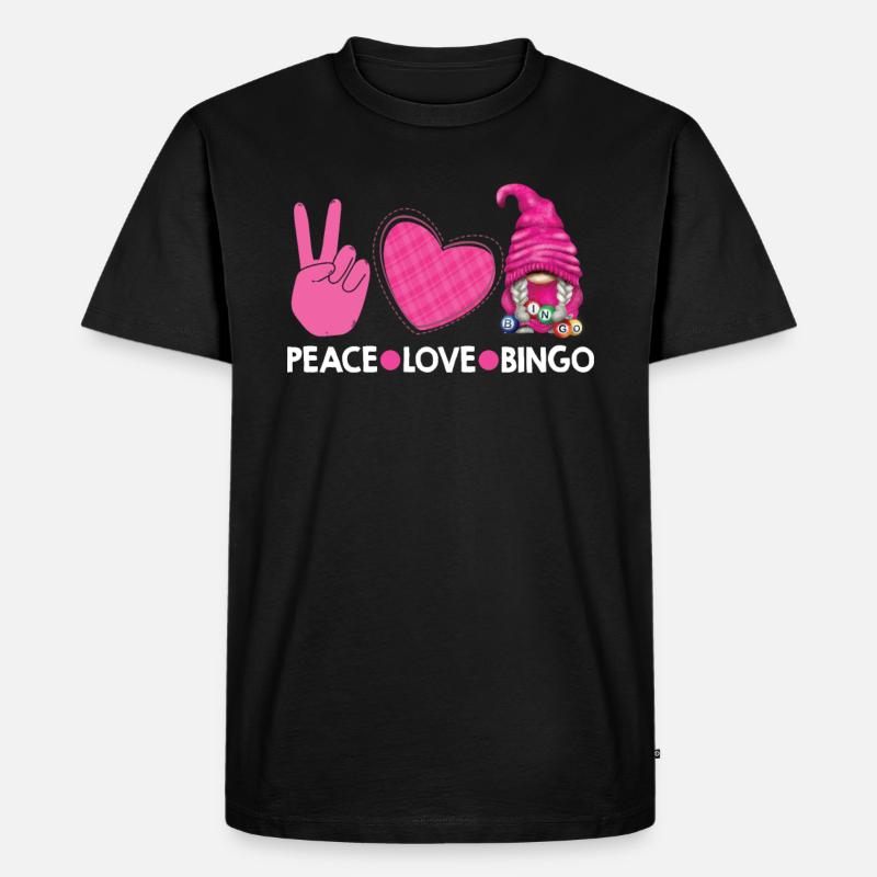 Frieden Liebe Bingo - Männer Premium Bio T-Shirt - Schwarz