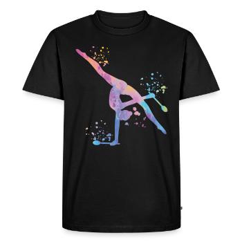 Gymnast with clubs Rhythmic gymnastics - Men's Premium Organic T-Shirt - black - Front - Nico (187cm)