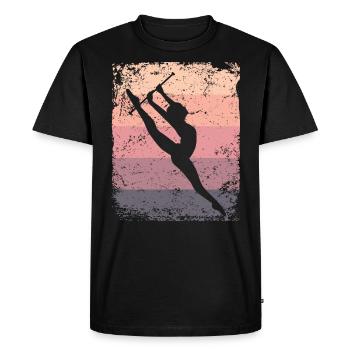 Gymnaste Baton Gymnastique Rythmique Rétro - T-shirt Premium bio Homme - noir - Devant - Nico (187cm)