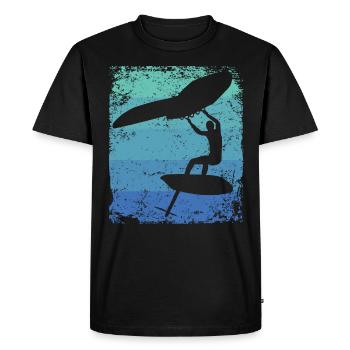 Wing Foil Wingsurf Retro Foil Wings - T-shirt Premium bio Homme - noir - Devant - Nico (187cm)
