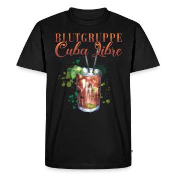Blood type Cuba Libre Cocktail Bartender - Men's Premium Organic T-Shirt - black - Front - Nico (187cm)